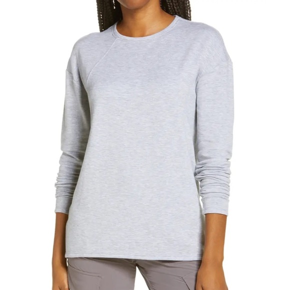 Zella Intuition Studio Long Sleeve Fleece Top Gray - Picture 1 of 7